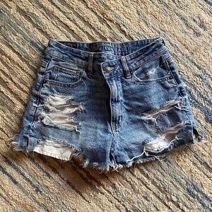 AEO 00 Denim Distressed Mom Shorts